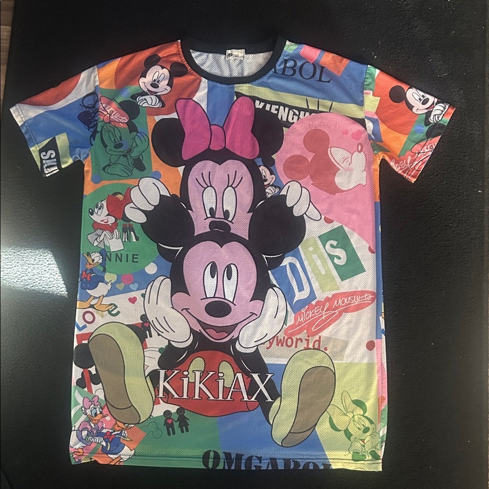 Colorful Mickey and Minnie Kids Jersey material Shirt